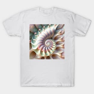 A Fractal Design Featuring a Seashell Pattern T-Shirt